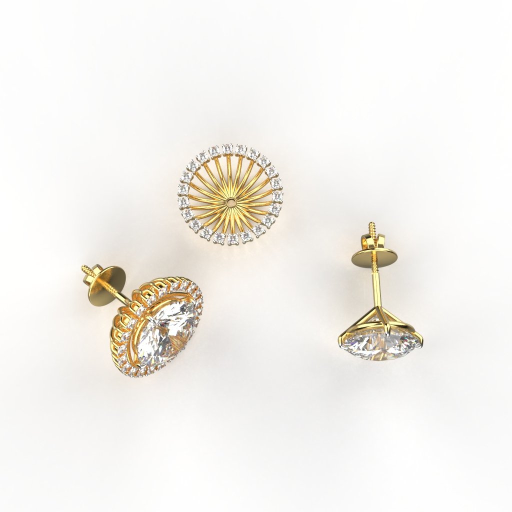 Avarta Jewellery 3.22 Carat Each 18k Gold Jacket Earring With Moissanite