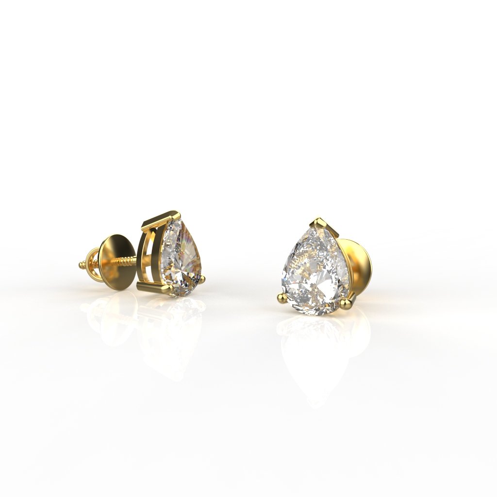 Avarta 18k Gold 1.25 Carat Each Pear Moissanite Solitaire Stud Earrings Main image