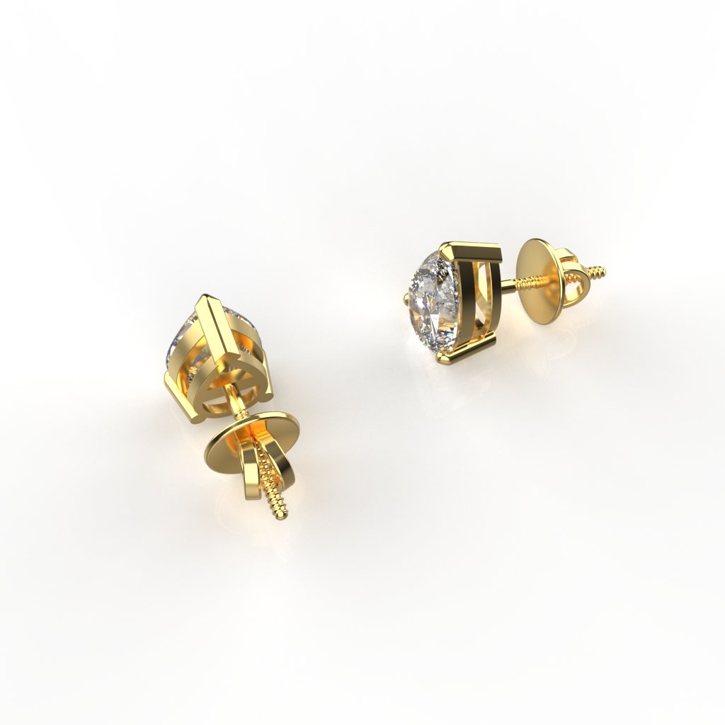 Avarta 18k Gold 1.25 Carat Each Pear Moissanite Solitaire Stud Earrings