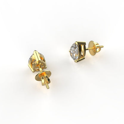 Avarta 18k Gold 1.25 Carat Each Pear Moissanite Solitaire Stud Earrings