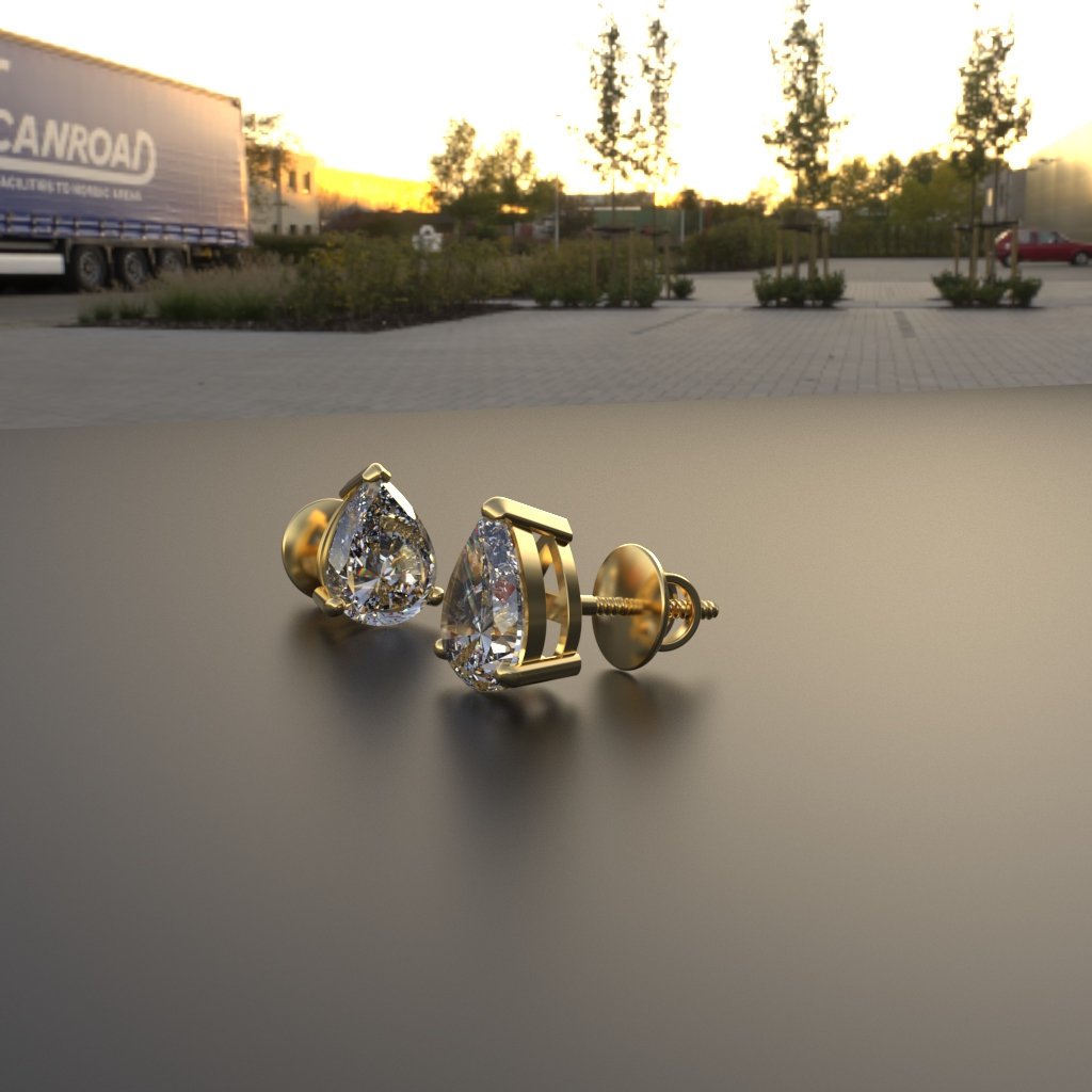 Avarta 18k Gold 1.25 Carat Each Pear Moissanite Solitaire Stud Earrings