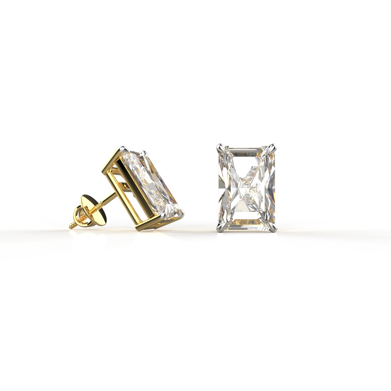Avarta Jewellery 18K Gold 5 Carat Each Radiant Cut Solitaire Earrings