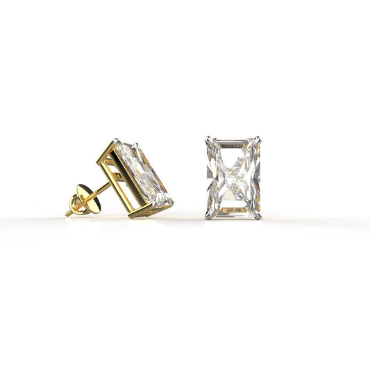 Avarta Jewellery 18K Gold 5 Carat Each Radiant Cut Solitaire Earrings