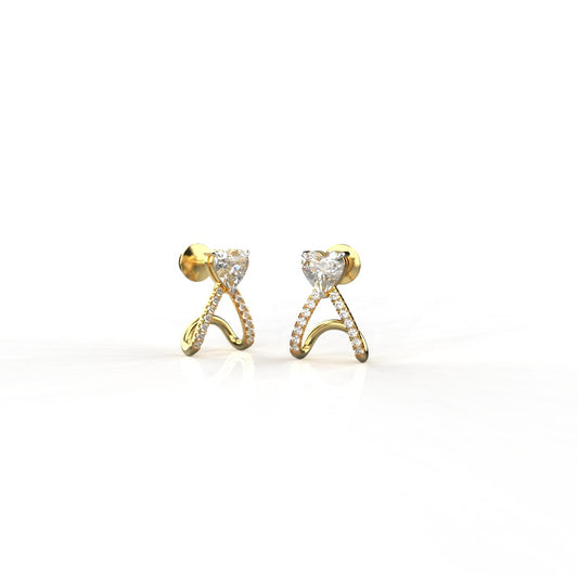 18k Gold 0.75 Carat Each Moissanite Heart Hoop Earrings