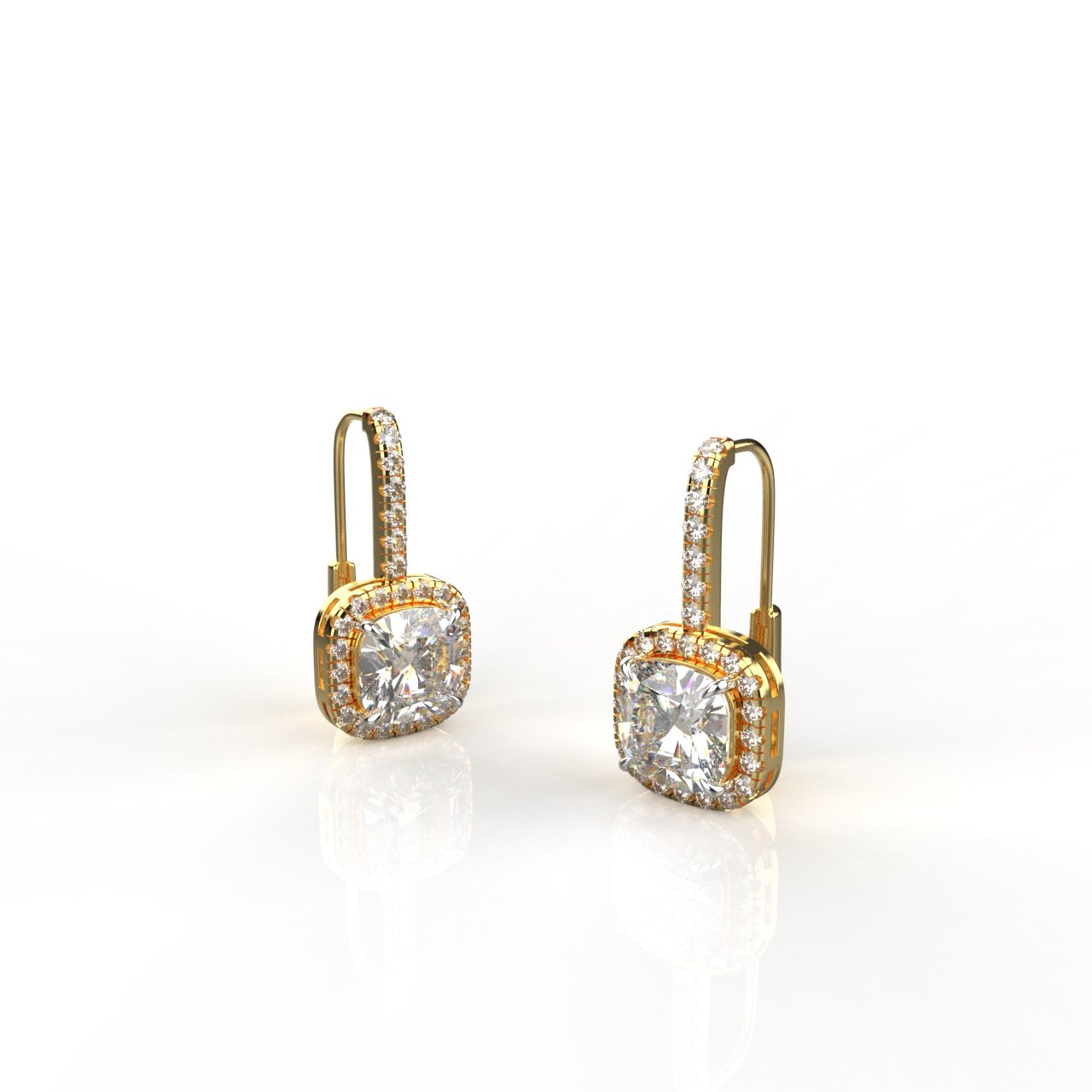 Avarta Jewellery 18K Gold 2 Carat Each Halo Moissanite Dangle Earrings