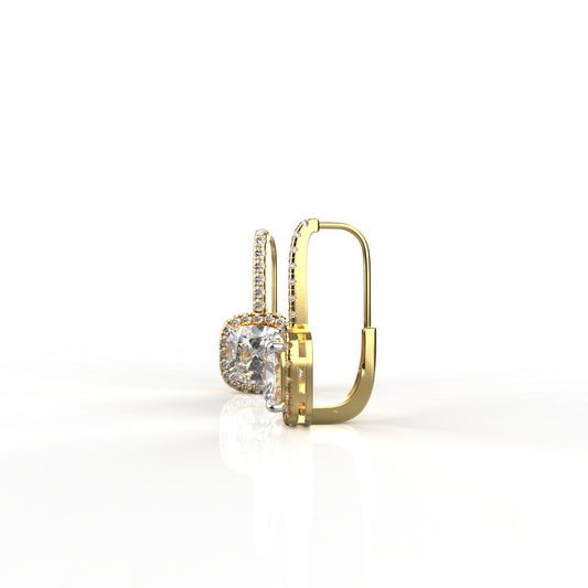 Avarta Jewellery 18K Gold 2 Carat Each Halo Moissanite Dangle Earrings