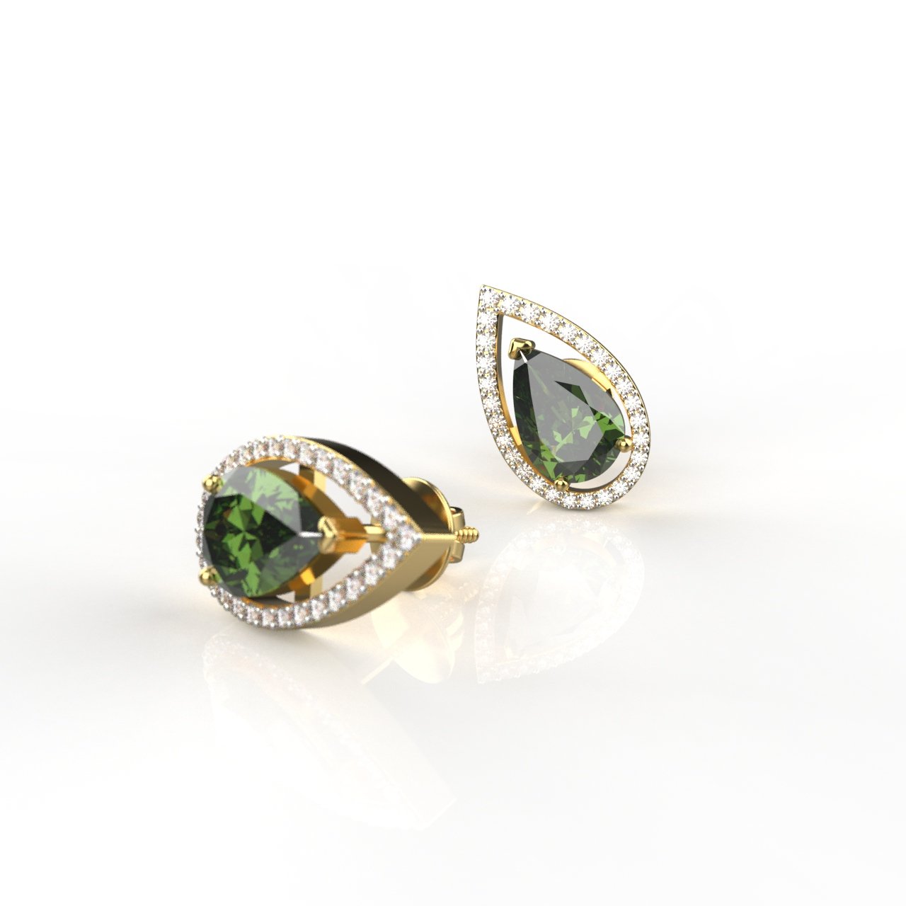 18k Gold 1.30 Carat Each Moissanite Emerald Studs Earring Main image