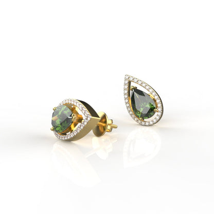 18k Gold 1.30 Carat Each Moissanite Emerald Studs Earring