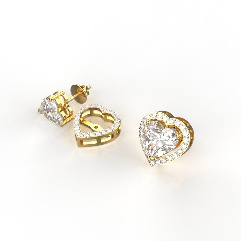Avarta 14k Gold Heart Jacket Halo Stud Earrings Main image