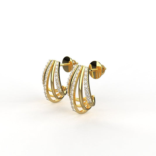 Avarta 18k Gold Lab Grown Linear Diamond Earrings