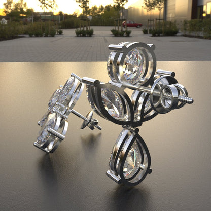 Avarta 14k White Gold Moissanite Dangler Earring