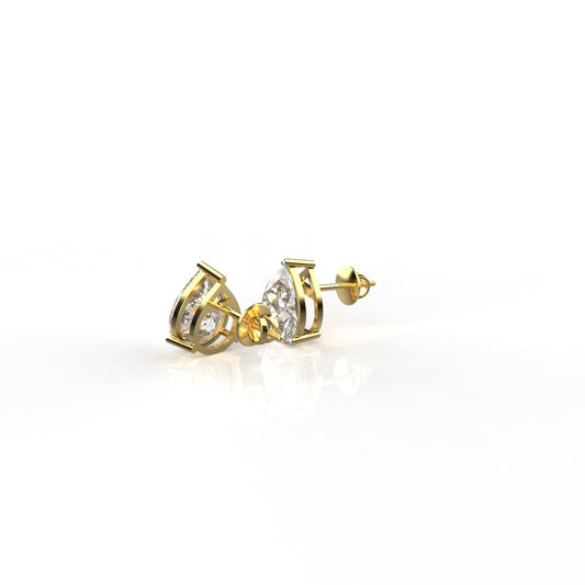 Avarta 18k Gold 3 Carat Each Pear Moissanite Stud Earrings