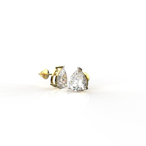 Avarta 18k Gold 3 Carat Each Pear Moissanite Stud Earrings