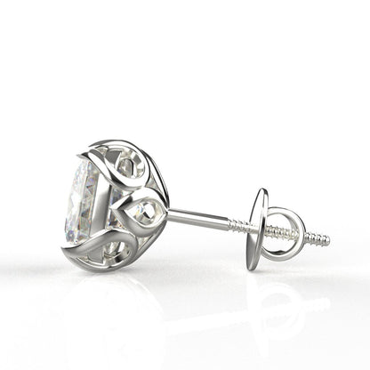 Avarta Jewellery 18k White Gold 2.50 Carat each Cushion Moissanite Solitaire Studs