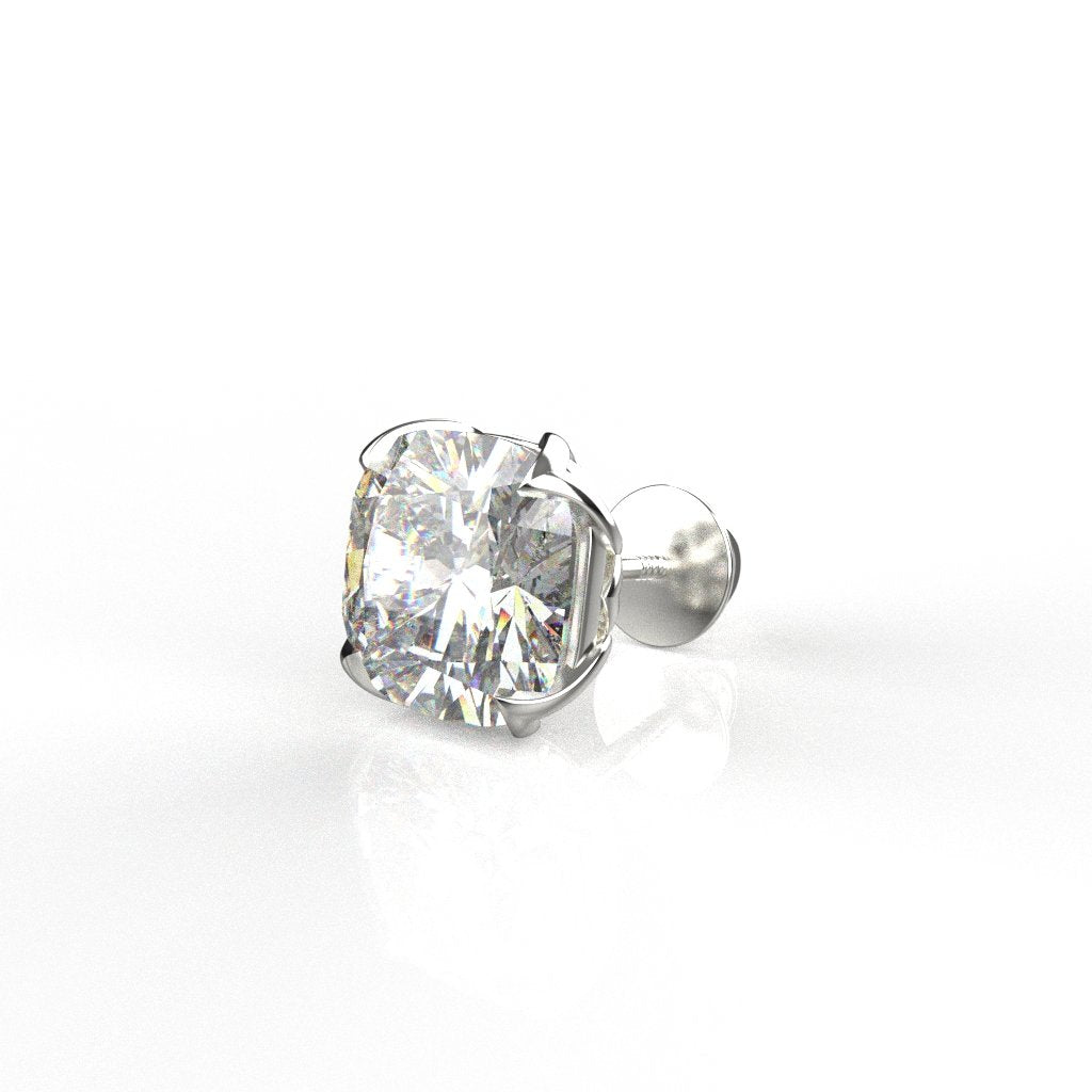 Avarta Jewellery 18k White Gold 2.50 Carat each Cushion Moissanite Solitaire Studs