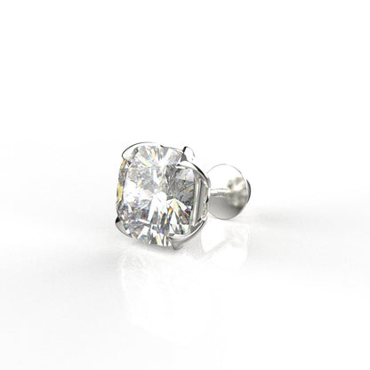 Avarta Jewellery 18k White Gold 2.50 Carat each Cushion Moissanite Solitaire Studs