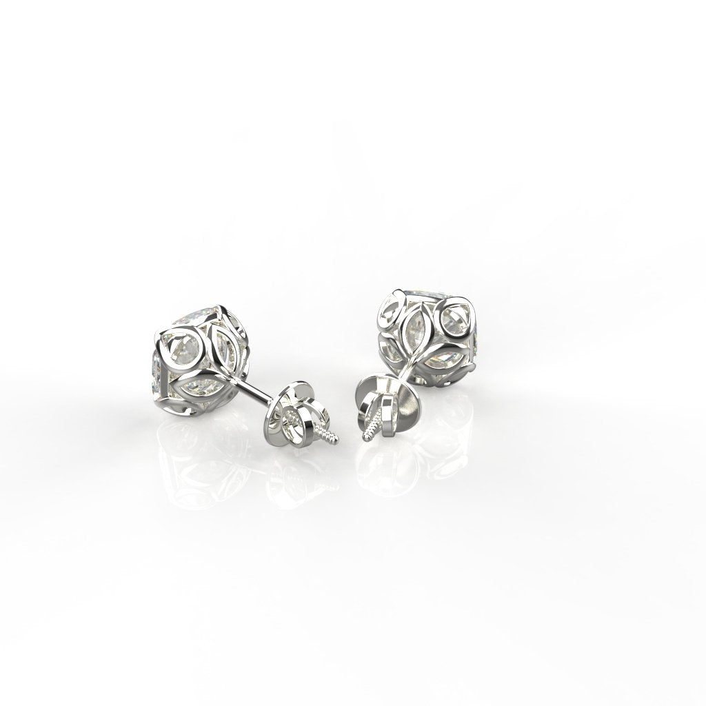 Avarta Jewellery 18k White Gold 2.50 Carat each Cushion Moissanite Solitaire Studs