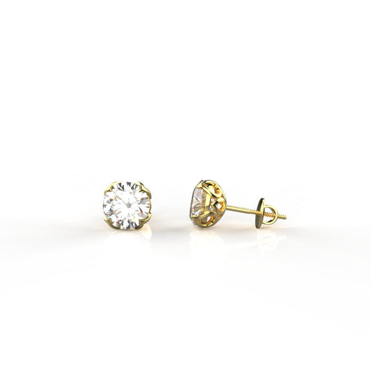 Avarta Jewellery 2 Carat each Moissanite Solitaire Studs | 18K, 14K