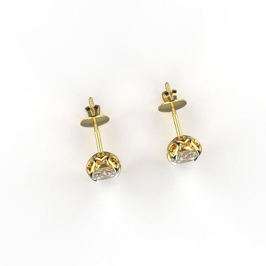 Avarta Jewellery 18k Gold 75 Cents each Cushion Moissanite Solitaire Studs
