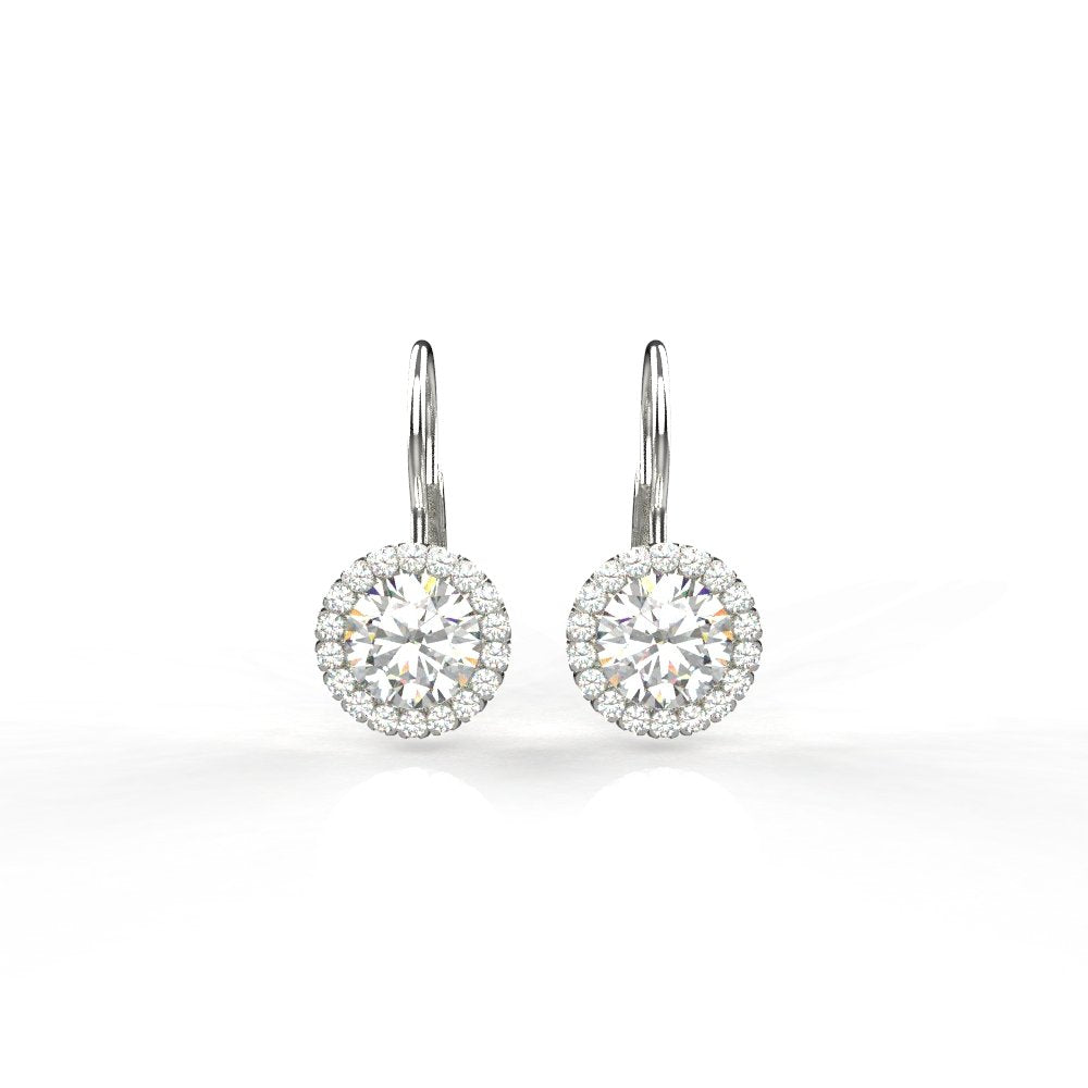 Avarta Jewellery Sterling Silver 2 Carat Each Halo Drop Earring