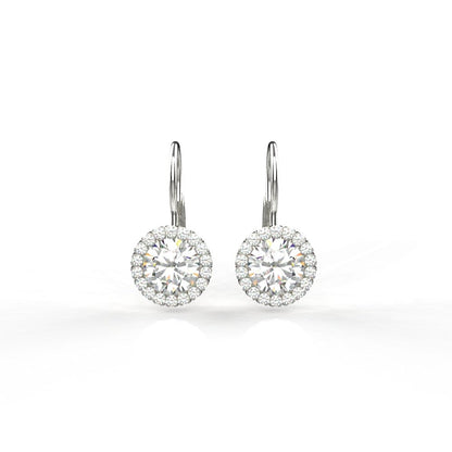 Avarta Jewellery Sterling Silver 2 Carat Each Halo Drop Earring