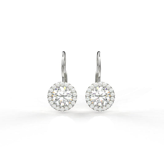 Avarta Jewellery Sterling Silver 2 Carat Each Halo Drop Earring