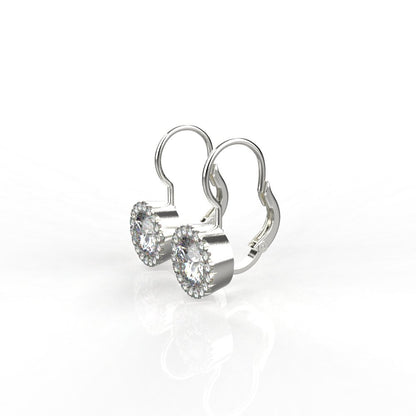Avarta Jewellery Sterling Silver 2 Carat Each Halo Drop Earring