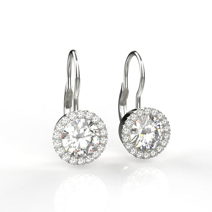 Avarta Jewellery Sterling Silver 2 Carat Each Halo Drop Earring