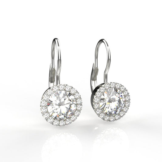 Avarta Jewellery Sterling Silver 2 Carat Each Halo Drop Earring