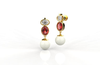 Avarta Jewellery Gold Diamond Ruby Pearl Earring