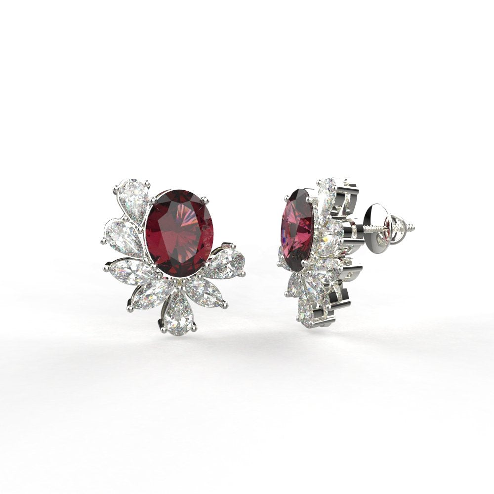 Avarta Gold Ruby Moissanite Stud Earrings
