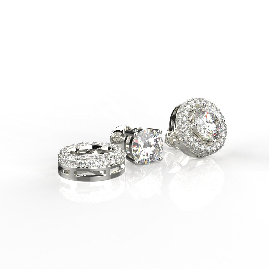 Avarta Jewellery White Gold 1 Carat Lab Diamond Jacket Solitaire Earrings