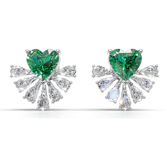 Avarta Gold Emerald Heart Lab Diamond Earrings