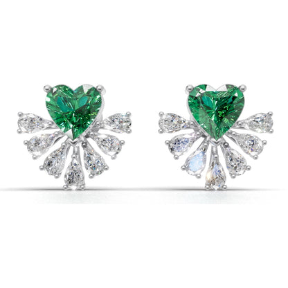 Avarta Gold Emerald Heart Lab Diamond Earrings
