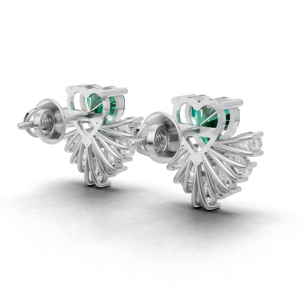 Avarta Gold Emerald Moissanite Heart Earrings