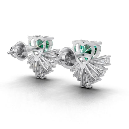 Avarta Gold Emerald Moissanite Heart Earrings