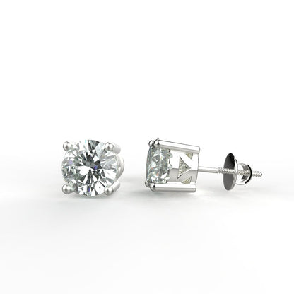 Avarta Jewellery 92.5 Sterling Silver 2 Carat Each American Diamond Solitaire Stud Earrings for Girls & Women