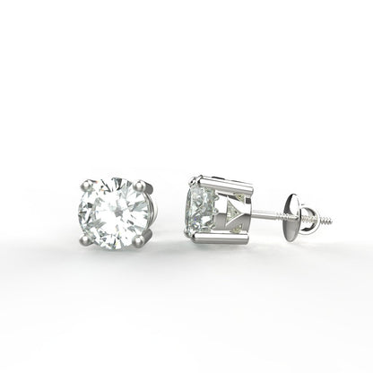 Avarta Jewellery 92.5 Sterling Silver 2 Carat Each American Diamond Solitaire Stud Earrings for Girls & Women