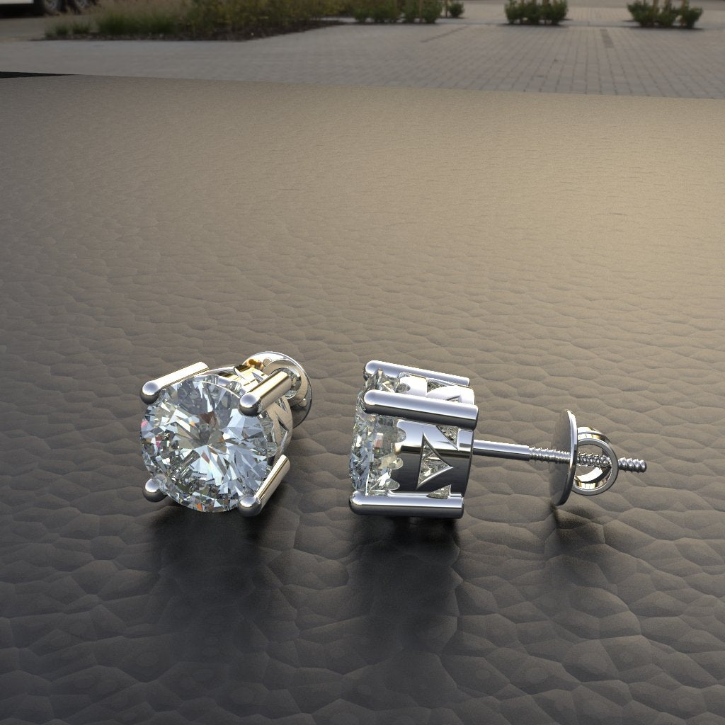 Avarta Jewellery 92.5 Sterling Silver 2 Carat Each American Diamond Solitaire Stud Earrings for Girls & Women