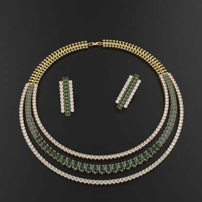 Avarta Jewellery Gold Plated Onyx Necklace Earring Set – Stylish Gold Accessories for Women