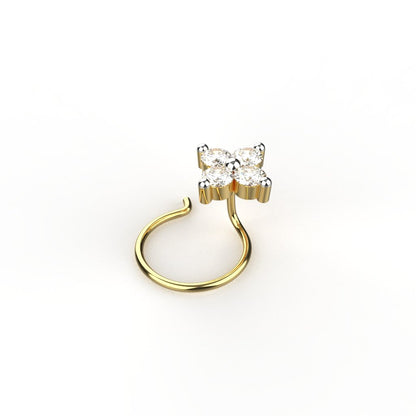 Avarta 18k Yellow Gold Certified Diamond Enchanting Nosepin For Girls &amp; Women