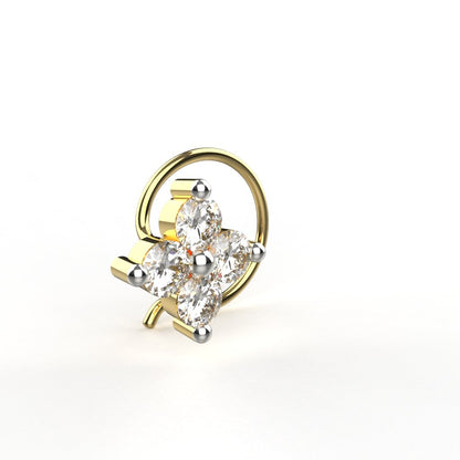 Avarta 18k Yellow Gold Certified Diamond Enchanting Nosepin For Girls &amp; Women