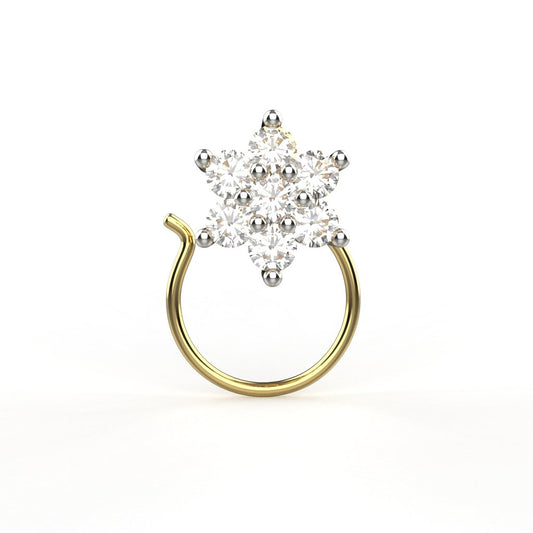 Avarta 18k Yellow Gold Certified Diamond Allure Nosepin For Girls &amp; Women