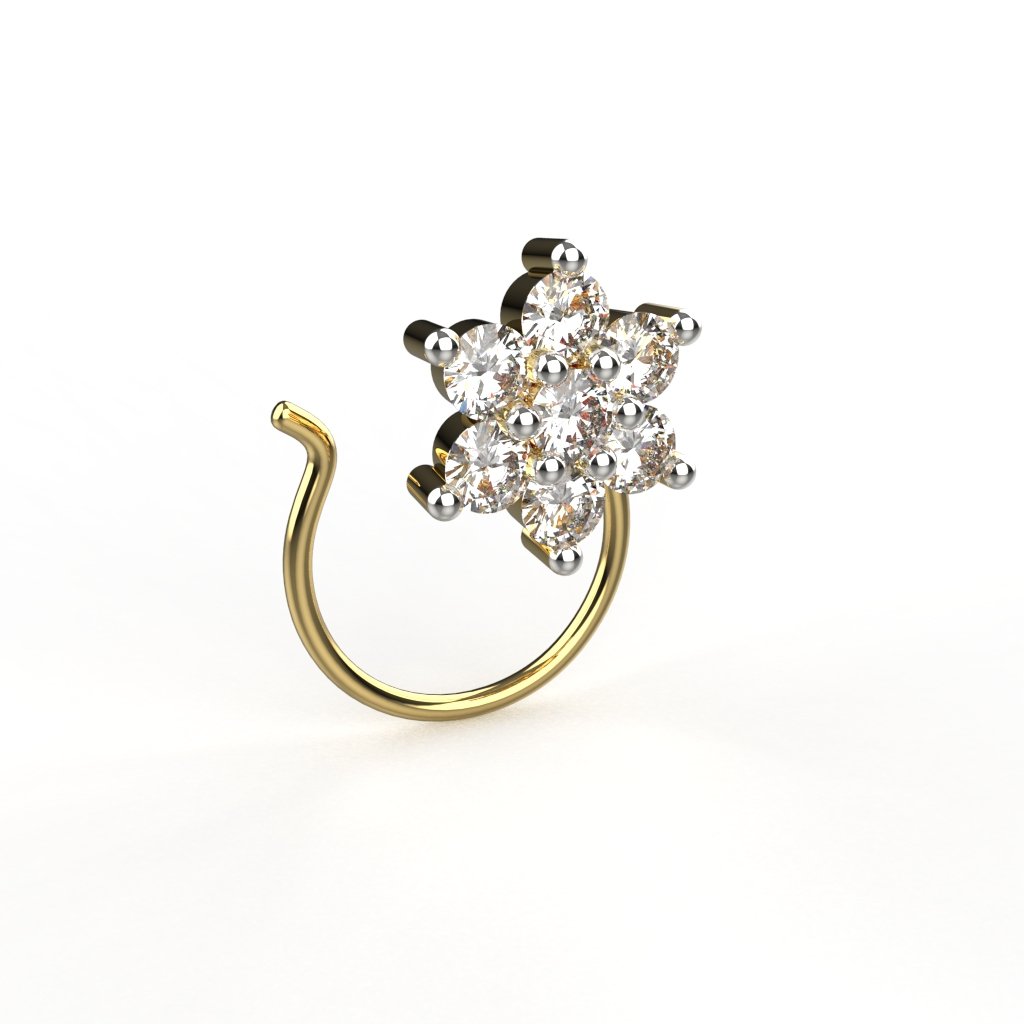 Avarta 18k Yellow Gold Certified Diamond Allure Nosepin For Girls &amp; Women
