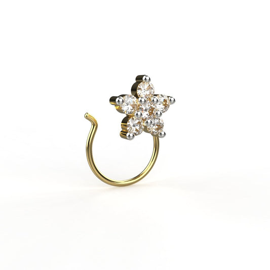 Avarta 18k Yellow Gold Certified Diamond Charismatic Nosepin For Girls &amp; Women