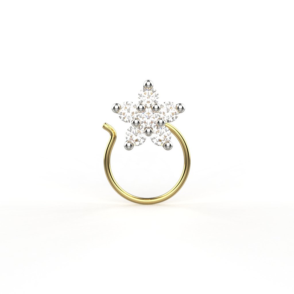 Avarta 18k Yellow Gold Certified Diamond Charismatic Nosepin For Girls &amp; Women