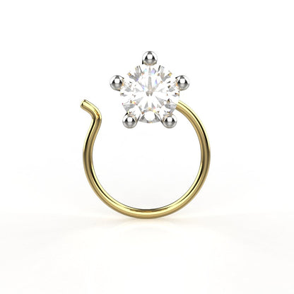 Avarta 18k Yellow Gold Certified Solitaire Diamond Nosepin For Girls &amp; Women