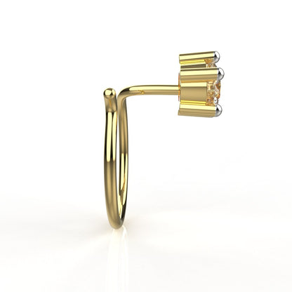 Avarta 18k Yellow Gold Certified Solitaire Diamond Nosepin For Girls &amp; Women