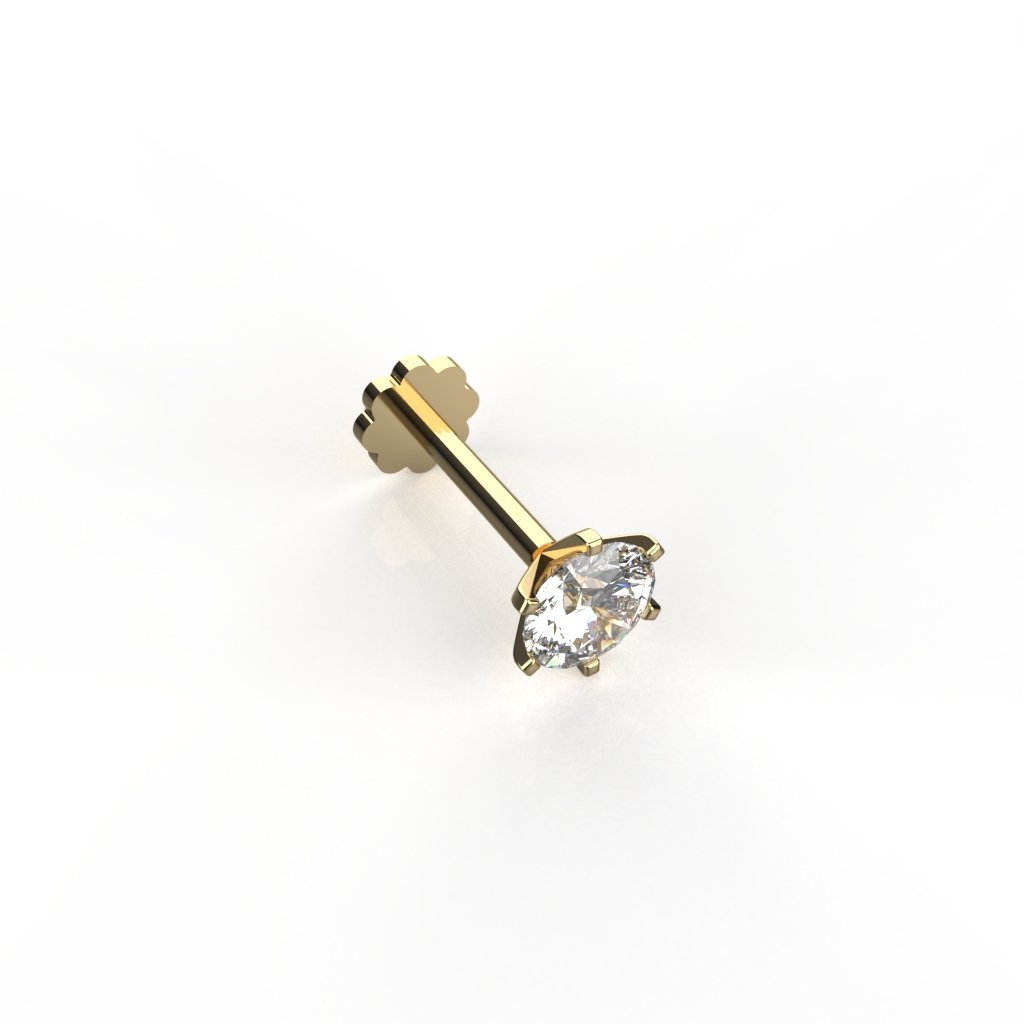 Avarta Gold 70 Cent Moissanite Solitaire Nosepin