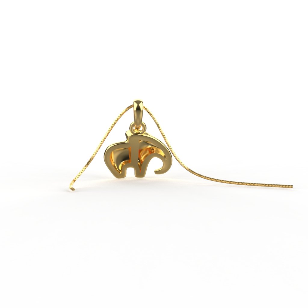 Avarta 18k Yellow Gold Elephant Diamond Pendant for Kids, Girls &amp; Women
